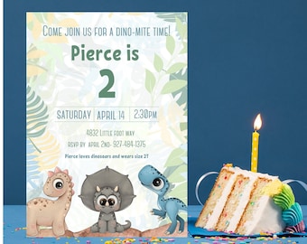 Dinosaur Birthday Party Invitation, Digital Download