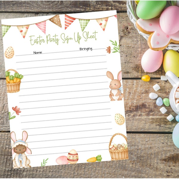 Editable Easter/Spring Party Sign Up Sheet, digital download