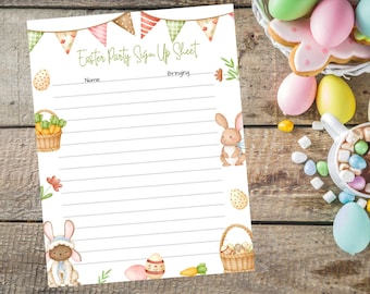 Editable Easter/Spring Party Sign Up Sheet, digital download