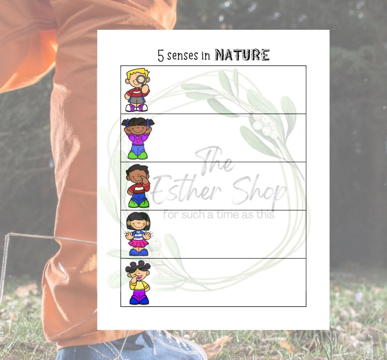 5 Senses in Nature Worksheet, Digital Download - Etsy