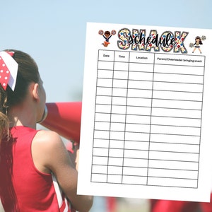 Editable Cheer Snack Schedule