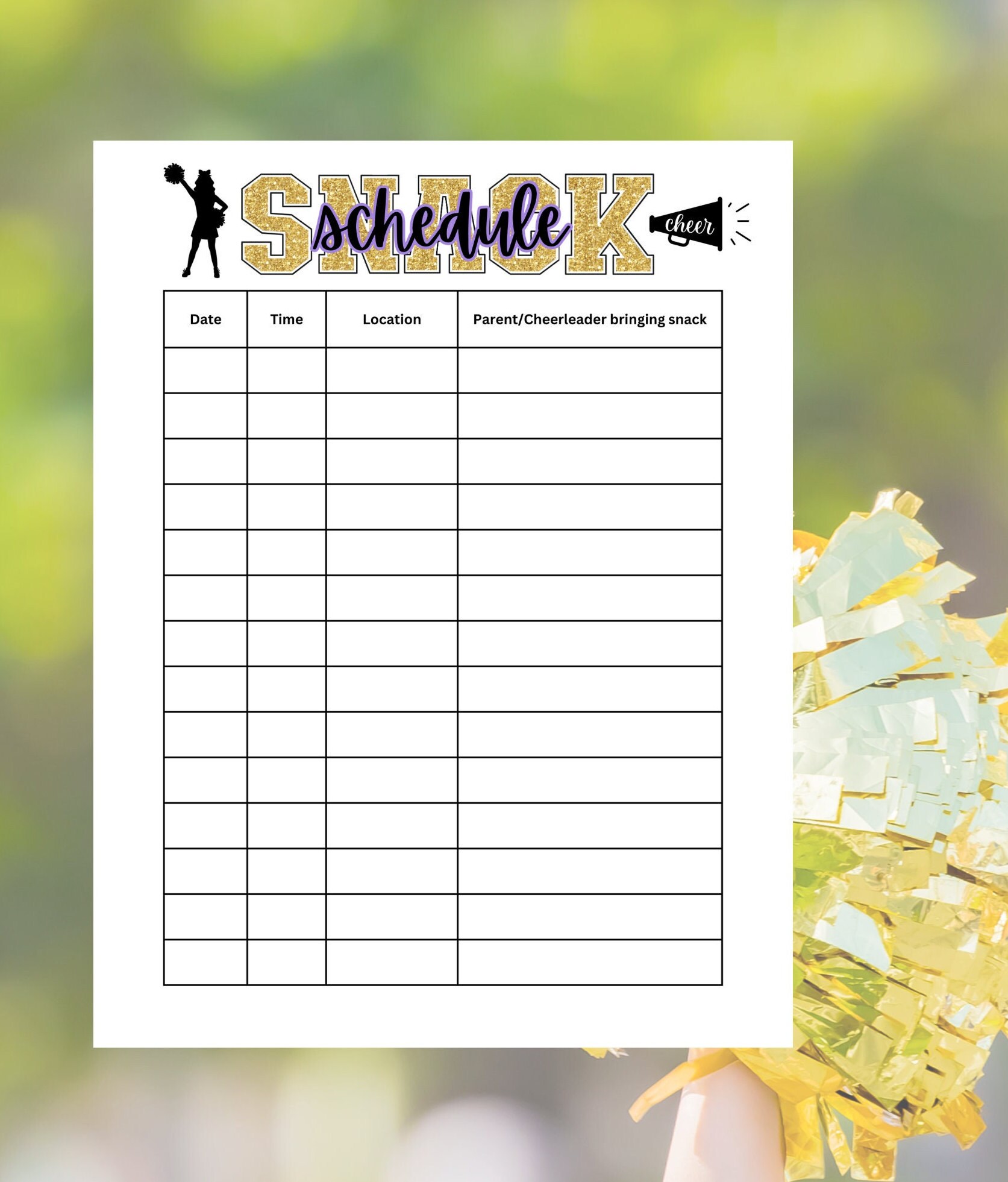 Editable Cheer Snack Sigh up Sheet - Etsy