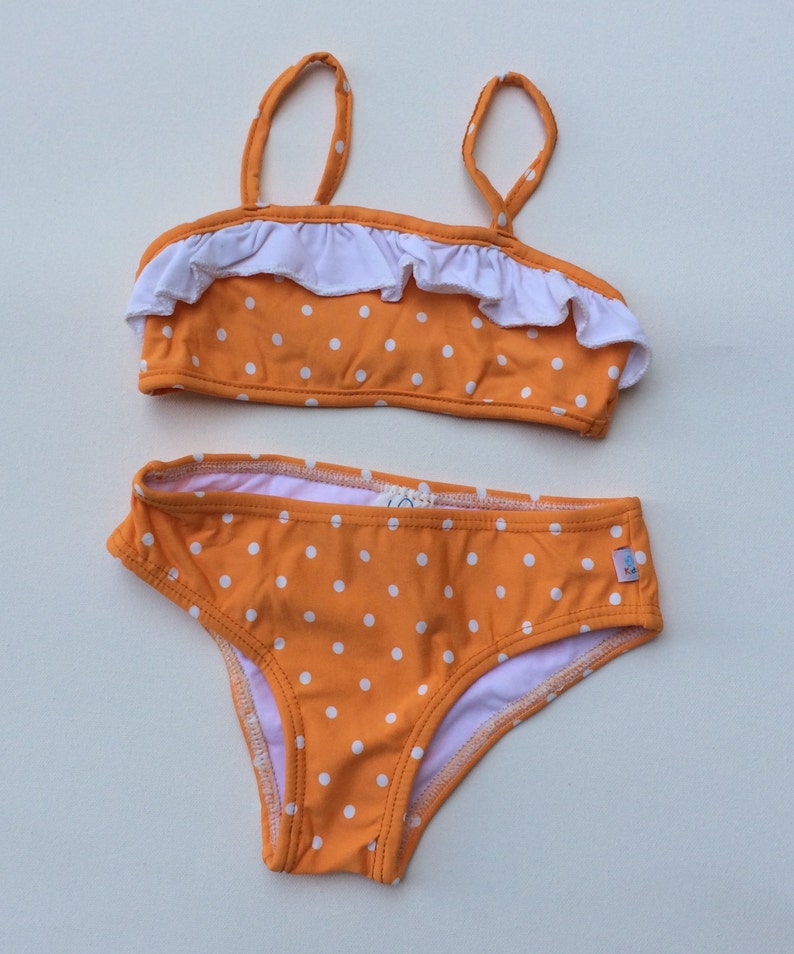 Childrens Size 2T Orange Polka Dot Bikini