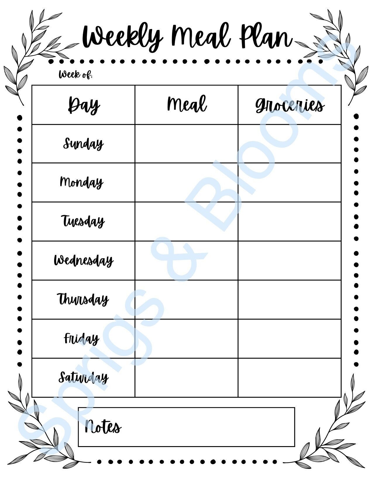 Weekly Meal Planner White - Etsy