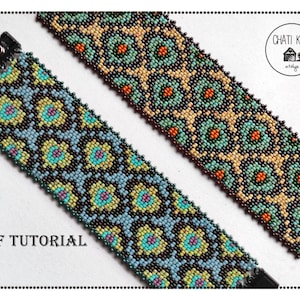 PDF Tutorial For Peacock Feather Two-drop Peyote Bracelet Pattern