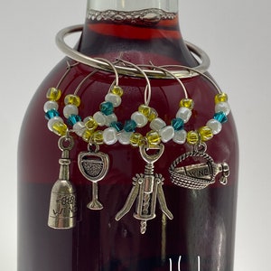 Wine Theme Wine Glass Charm Set