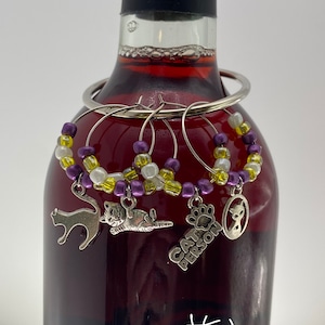 Cat Person Wine Glass Charm Set