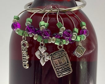 Casino Wine Glass Charm Set