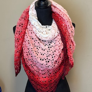 Beautiful Handmade Lacy Crochet Shawl, Lacy Crochet Triangle Scarf