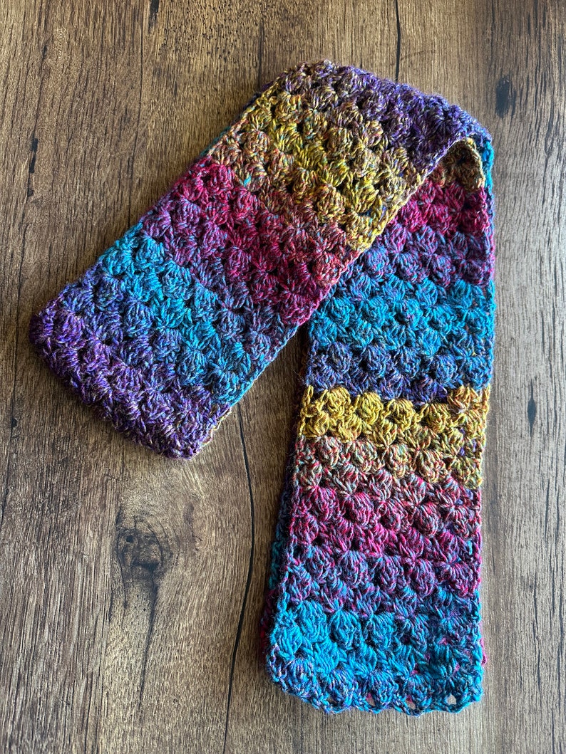 Beautiful Handmade Crochet Scarf Bold Rainbow Crochet Scarf Etsy