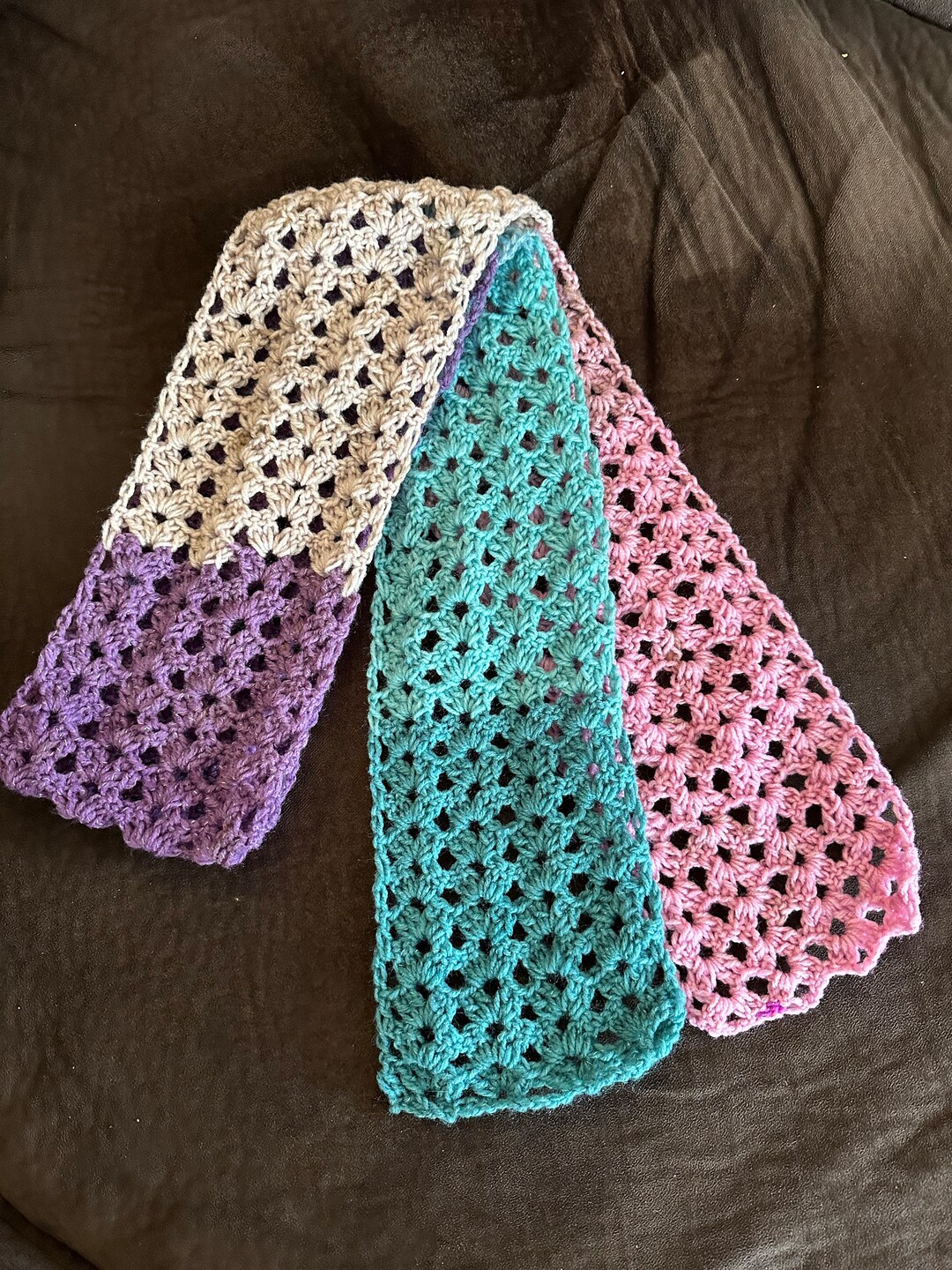 Turquoise Pink and Purple Crochet Scarf Handmade Crochet Etsy
