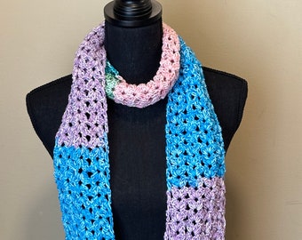 Bright Handmade Crochet Scarf, soft crochet scarf