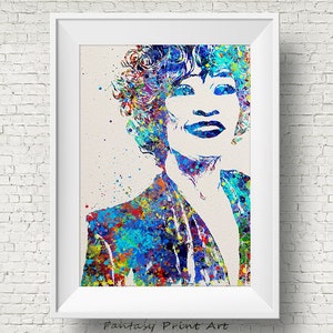 Whitney Houston Watercolor Print Wall Hanging Giclee Wall Print Home Decor Walldecor Whitney Houston Poster Modern Wall Artwork Music Poster