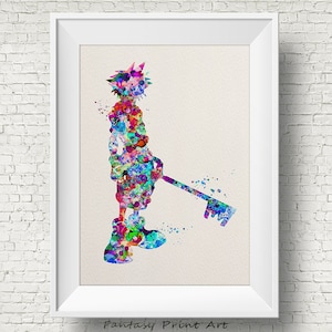 Kingdom Hearts Sora inspired Watercolor illustrations Art Print for framing Wall Art Poster Game Decor Home Decor Wall Hanging
