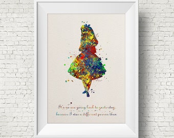 Alice in Wonderland inspired Watercolor Print Archival Fine Art Print Nursery Wall Art Wall Decor Art Home Decor Wall Hanging