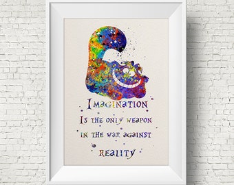 Cheshire Cat Quote Inspired Alice in Wonderland Watercolor Print Wedding Gift Print Nursery Children's Wall Art Art Home Decor Wall Hanging