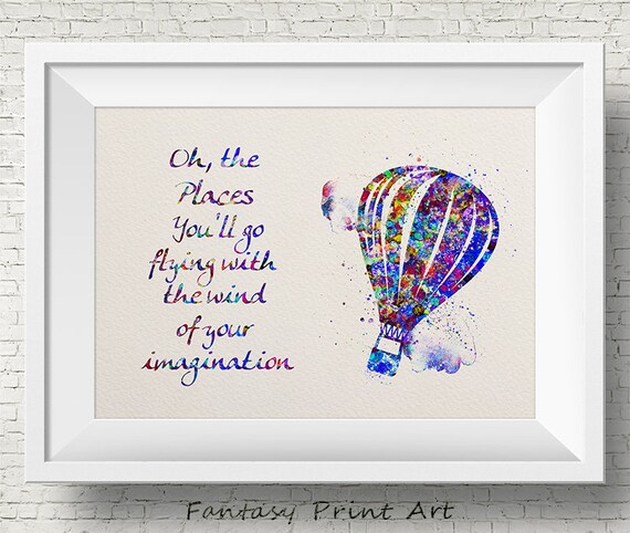Oh the Places You'll Go Quote Art Print Illustration Hot | Etsy