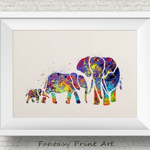 Elefante Famiglia Mamma Papà e Bambino Arte Stampa Acquerello Pittura Matrimonio Idea regalo Wall Art Wall Decor Arte Home Decor Wall Hanging