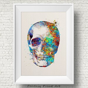 Skull Anatomy Watercolor Print Gift Anatomy Neurology Human Skull Nurse Science Poster Skeleton Print Medical Art Science Art Graduation