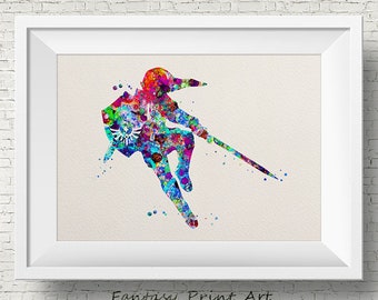 Legend of Zelda Modern Link 1 Illustrazioni ad acquerello Stampa d'arte 8x10 Poster d'arte da parete Giclee Decorazione da parete Arte Decorazione domestica Parete appesa