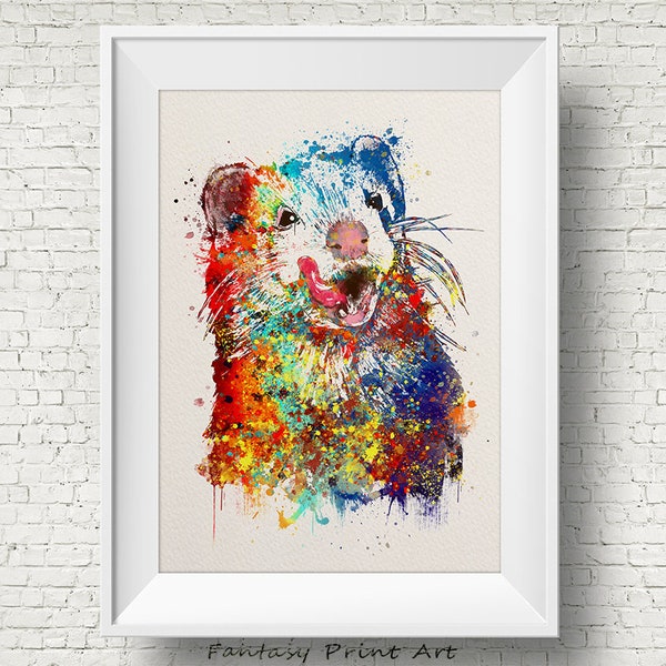 Colorful Ferret Portait Pet Watercolor Ferret painting illustration Ferret Art Print Wall Poster Giclee Wall Decor Home Decor Wall Hanging