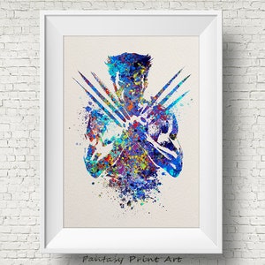 Wolverine X MEN Aquarell IllustrationEn Kunstdruck 20x10 Wand Kunst Poster Giclee Wand dekor Kunst Home Dekor Wandbehang