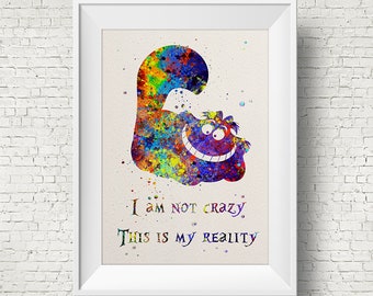 Cheshire Cat Quote 1 Alice in Wonderland Watercolor Print Wedding Gift Print Nursery Children's Wall Art Art Home Decor Wall Hanging