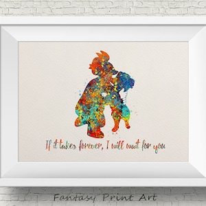 Fry and His Dog Quote inspired ART PRINT illustration, Futurama, Wall Art, Home Decor, TV Series, Science Fiction