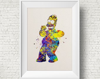 The Simpsons Homer watercolor illustration art print, The Simpsons art, home decor, wall art, movie art, The Simpsons Painting, movie art