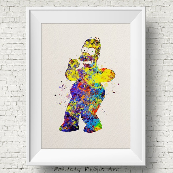 The Simpsons Homer Aquarell Illustration Kunstdruck, Die Simpsons Kunst, Wohnkultur, Wandkunst, Filmkunst, The Simpsons Painting, Filmkunst