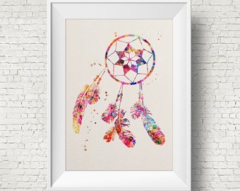 Dreamcatcher Art Watercolor Print Wedding Gift Archival Fine Art Print Children's Wall Art Wall Decor Art Home Decor Wall Hanging