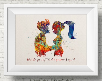 Ilustración artística inspirada en la cita de Fry y Leela, Futurama, Arte mural, Decoración del hogar, Serie de televisión, Ciencia ficción