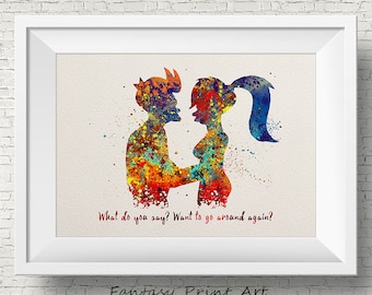 Fry and Leela Quote inspired ART PRINT illustration, Futurama, Wall Art, Home Decor, TV Series, Science Fiction