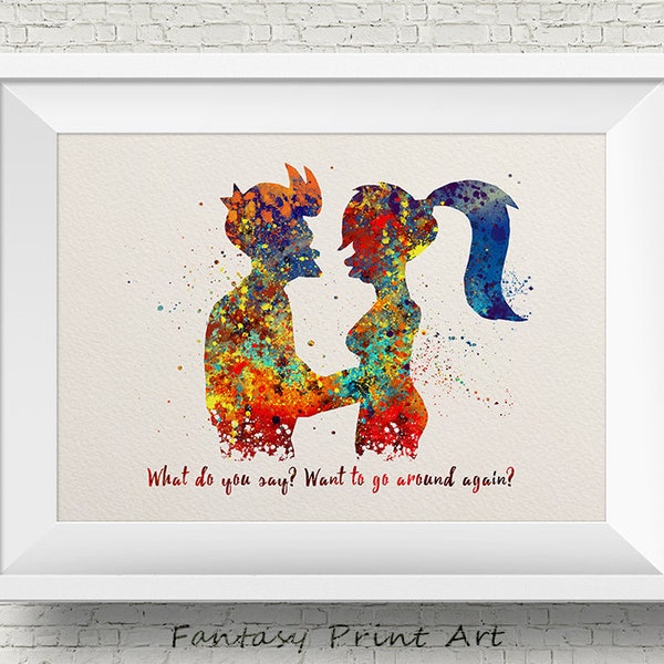 Fry and Leela Quote inspired ART PRINT illustration, Futurama, Wall Art, Home Decor, TV Series, Science Fiction