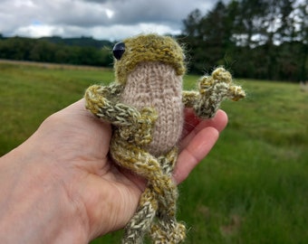 Hand Knitted Frog With or Without Sweater