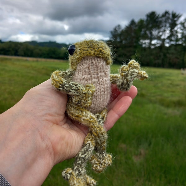 Hand Knitted Frog With or Without Sweater