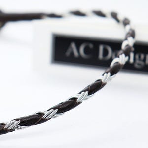 Sami choker ketting GRIM leren ketting, handgemaakte sieraden, uniseks koord met ronde hals, met de hand gevlochten van echt leer en tinnen draad