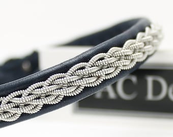 Sami bracelet VIDAR in reindeer leather and pewter wire, saami lapland design bracelet for men and women, handmade in Sweden by AC Design