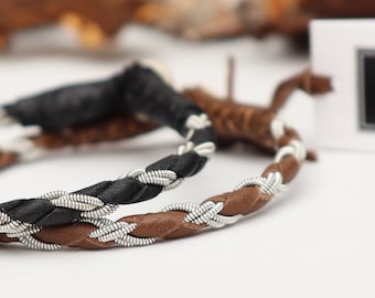 Handmade Braided Leather Sami Bracelet GLASER: Swedish Reindeer Armband, stacking bracelet