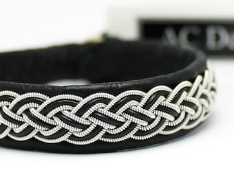 Handmade Sami Reindeer Leather Bracelet OD | Pewter Braid, Viking & Nordic Design by AC Design