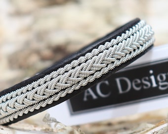 Bracelet sâme KOLL | brassard laponie saami | beaux bijoux faits main | Laponie | cuir style viking | unisexe | Bijoux design AC