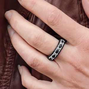 Sami Ring EIR is a leather ring for men and women, unique swedish jewelry, stackable accessory, sami jewellery handmade in sweden AC Design