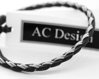 Stacking Sami bracelet FRODE handmade in Sweden, leather armband, swedish saami jewelry, lapland stackable bracelet AC Design Jewellery