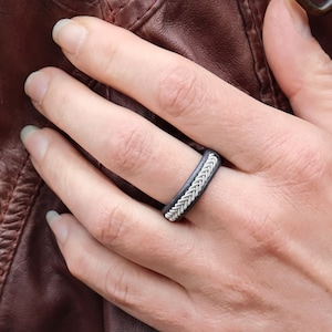 Sami Ring GROA | leather ring for men and women | unique swedish jewelry | narrow accessory | handmade in sweden | handcrafted | AC Design