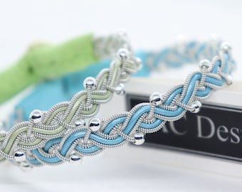 Swedish bracelet NARFE in genuine leather, cord and sterling silver beads