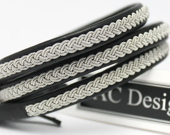 Sami Leather Wrap Bracelet FILI | Triple Wrap | Pewter Braid | Handmade in Sweden