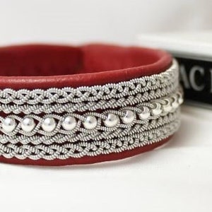 Sami bracelet MIST | AC Design Sweden | lapland armband | handmade viking jewelry | unisex | sterling silver beads | bespoke leather cuff