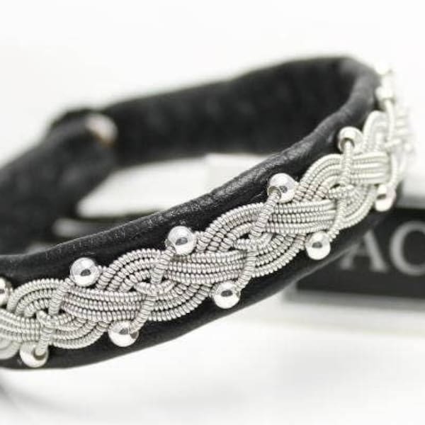 Sami armband KOLGA | saami-armband | sterling zilveren kralen | handgemaakte armband lapon | Viking leren armband gemaakt in Zweden AC Design