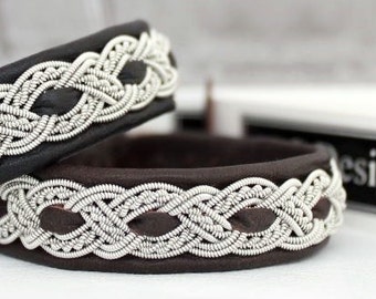 Handmade Sami Reindeer Leather Bracelet FAFNE: Viking Style Armband by AC Design