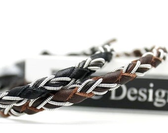 Sami bracelet HEVRING | handmade in Sweden | stylish viking armband | leather cord and pewter wire | sami jewelry by AC Design | stackable